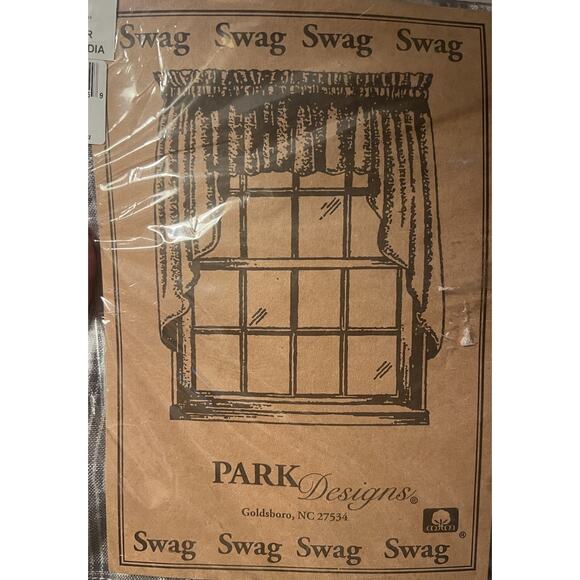 Park Designs Hartwick Swags 72”x36” Ticking Farmhouse Country Gray Tan White NEW - Picture 9 of 10